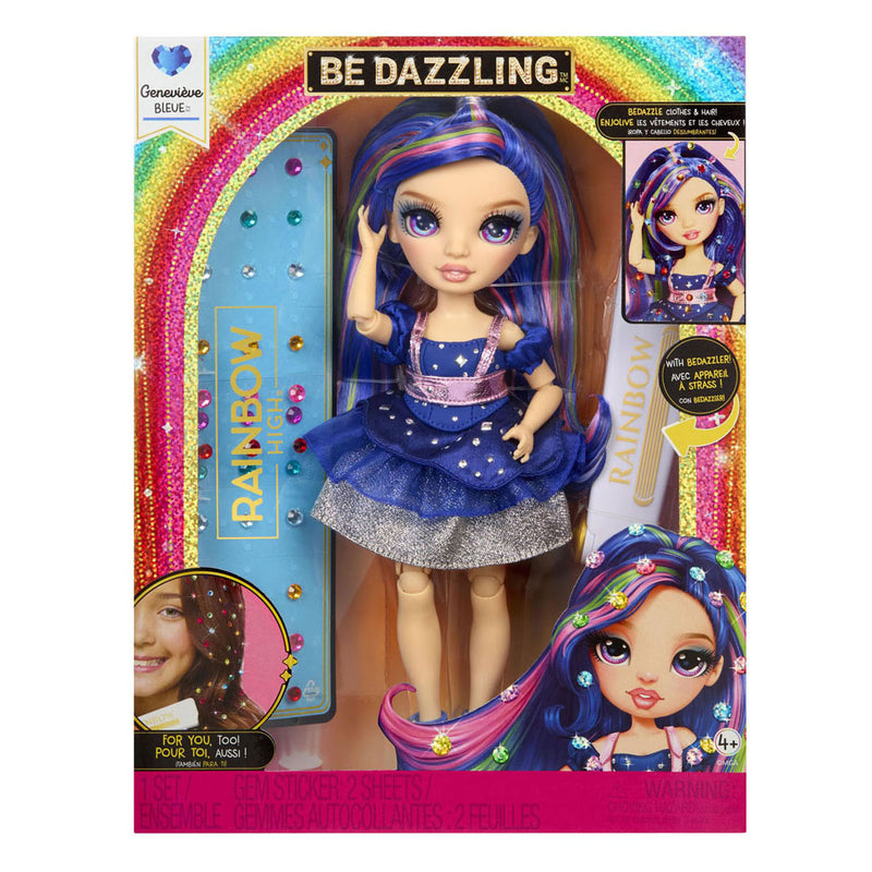 Load image into Gallery viewer, Rainbow high be dazzling-modepoppen - genevieve bleue (blauw) met bedazzle-tool en glinsterende strass-steentjes
