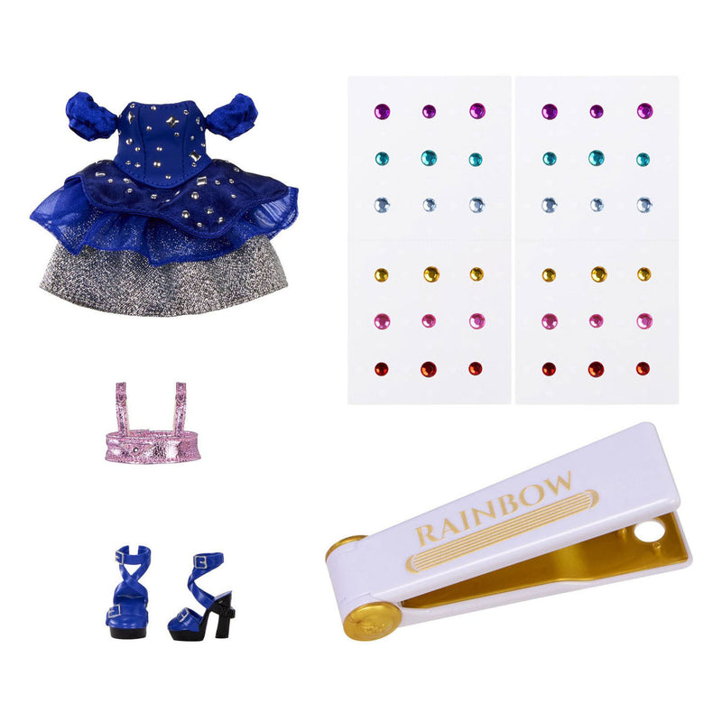 Load image into Gallery viewer, Rainbow high be dazzling-modepoppen - genevieve bleue (blauw) met bedazzle-tool en glinsterende strass-steentjes
