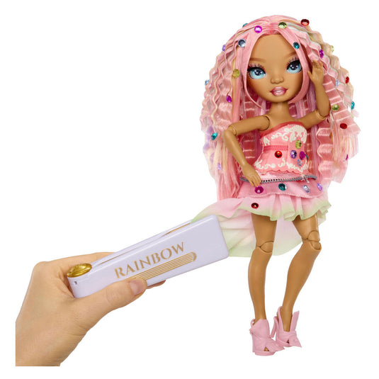 Rainbow high be dazzling-modepoppen -adeline rose (roze) met bedazzle-tool en glinsterende strass-steentjes