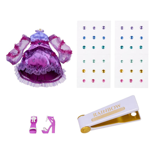 Rainbow high be dazzling-modepoppen - noémie violette (paars) met bedazzle-tool en glinsterende strass-steentjes
