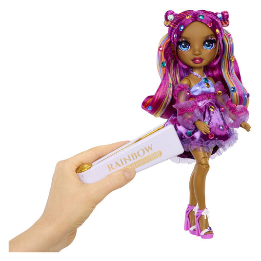 Rainbow high be dazzling-modepoppen - noémie violette (paars) met bedazzle-tool en glinsterende strass-steentjes