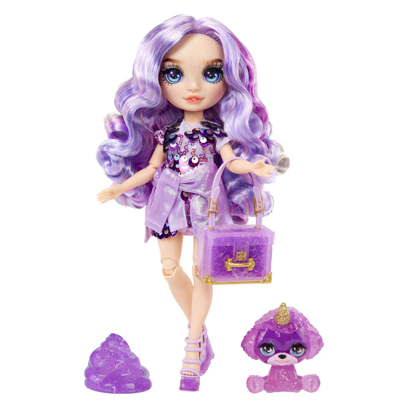 Load image into Gallery viewer, Rainbow high klassieke modepop - 28 cm - violet (paars) - met slijmset en diertje
