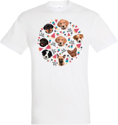 Load image into Gallery viewer, T-shirt hello summer puppies wit
