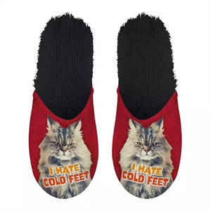 Pantoffel i hate cold feet rood zwart