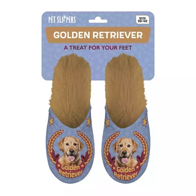 pantoffel golden retriever lila beige