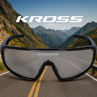 Kross fietsbril fly uv400 meekleurende lenzen - zwart frame