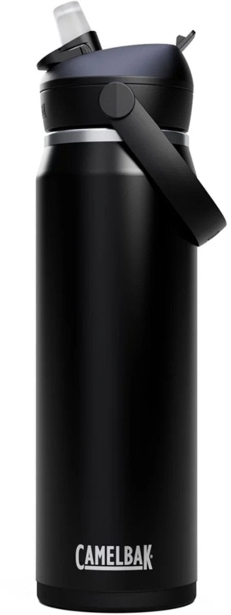 Camelbak thrive flip straw drinkfles - 750 ml - rvs - met rietje - isolatie waterfles - zwart