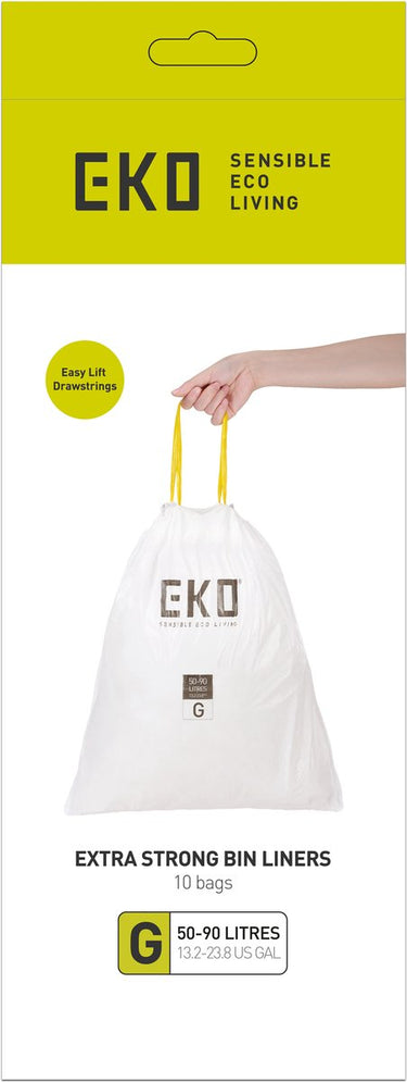 Eko - afvalzakken type g 50-90 liter - 6 rol x 10 zakken - wit