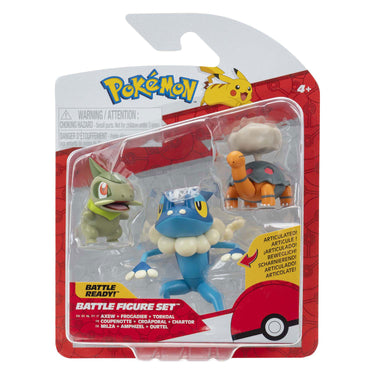 Jazwares pokémon battle figuur - axew, frogadier torkoal