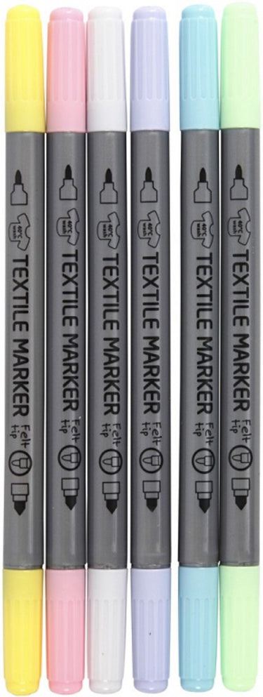 Creativ company cc textielstiften pastel 6 stuks