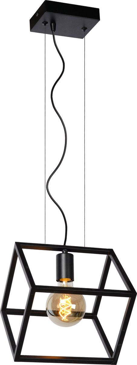 Lucide fabian - hanglamp - 1xe27 - zwart