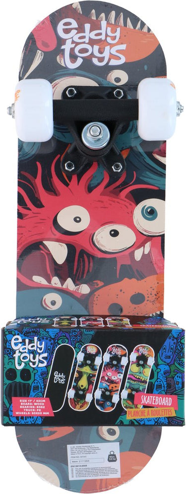 Eddy toys skateboard 43 cm - skateboard voor kinderen met houten board - skateboard met pp trucks en wielen 50 x 30 mm - skateboard voor recreatief skaten - 1 willekeurige variant