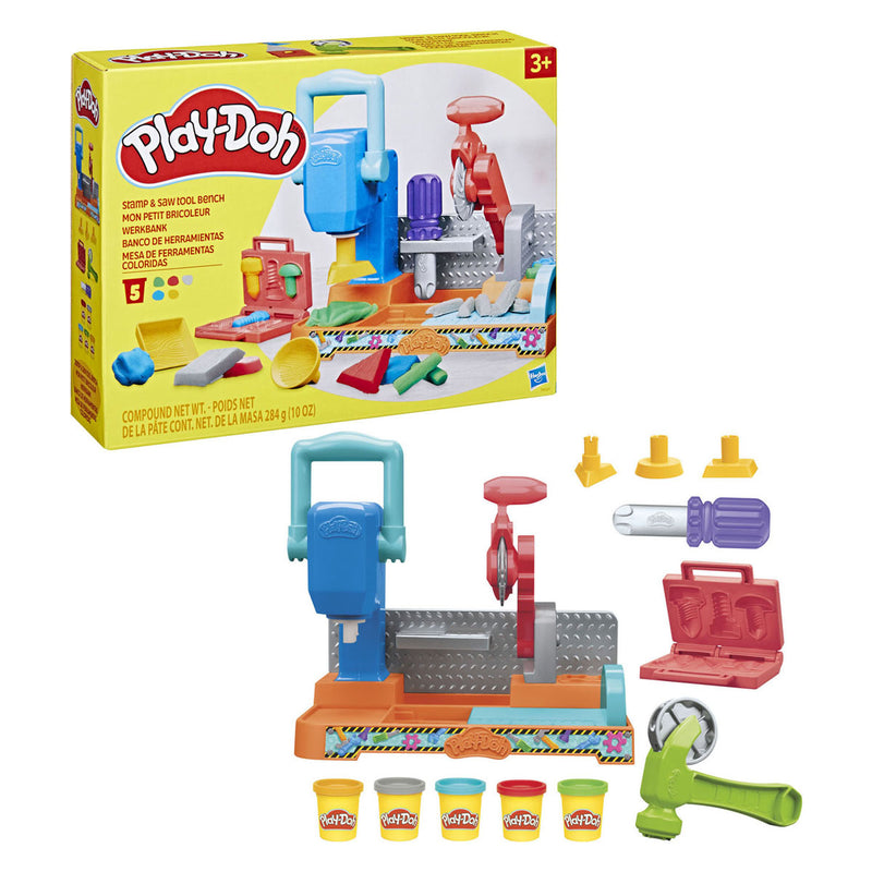 Load image into Gallery viewer, Play-doh stempelen en zagen speelset - boetseerklei - kindergereedschap
