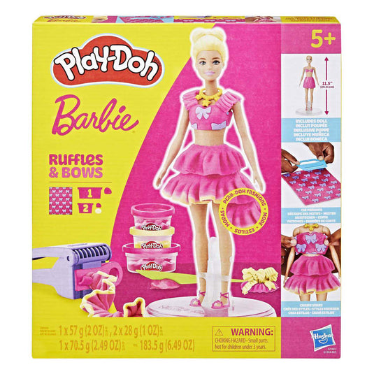 Play-doh barbie ruches en strikken - 3 kleipotjes