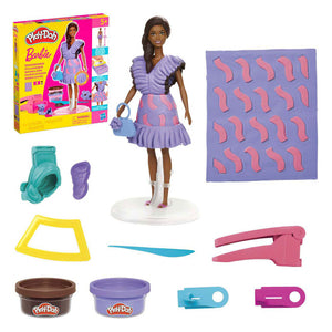 Play-doh barbie fashionista-franjes - speelset met pop - boetseerklei