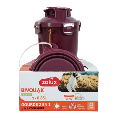 Load image into Gallery viewer, Zolux bvk 2in1 reisset fles met voerbak en drinkbak rood
