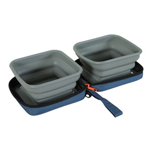 Zolux bvk 2in1 opvouwbare voerbak en drinkbak blauw
