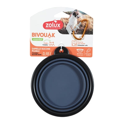 Zolux bvk voerbak opvouwbaar siliconen blauw