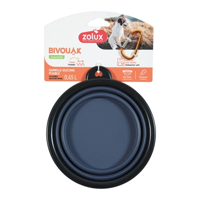Zolux bvk voerbak opvouwbaar siliconen blauw