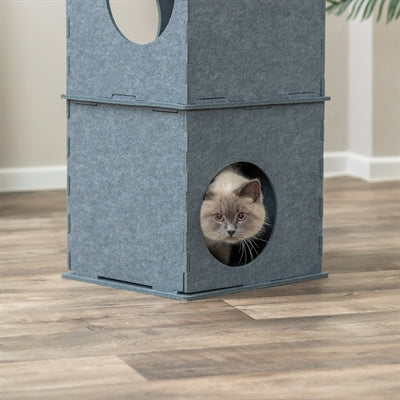 Afbeelding laden in galerijviewer, Trixie kattenhuis toren nele vilt grijs
