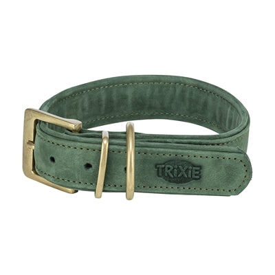 Trixie halsband hond pure leer saliegroen
