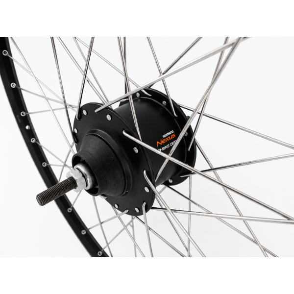 Load image into Gallery viewer, Shimano achterwiel 28 inch zac2000 met nexus 5 rollerbrake - zwart geslepen
