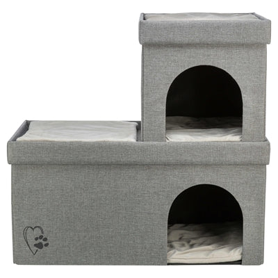 Trixie kattenmand kattenhuis kimy soft 2 verdiepingen lichtgrijs