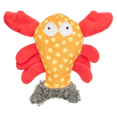 Trixie kreeft stof pluche met kattenkruid catnip oranje