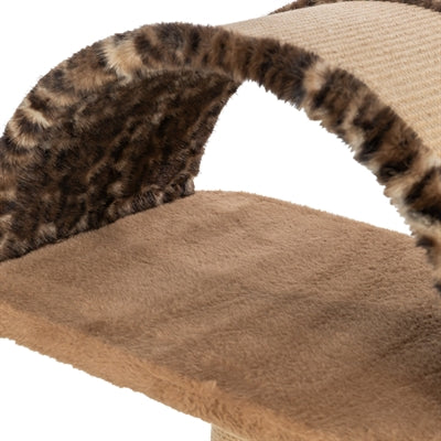 Load image into Gallery viewer, Trixie krabpaal leo panterprint ligplaats met boog bruin
