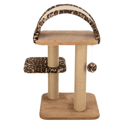 Load image into Gallery viewer, Trixie krabpaal leo panterprint ligplaats met boog bruin
