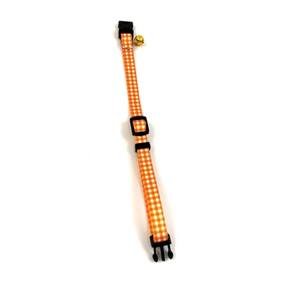 Happy pet tabby patch halsband kat ruit oranje