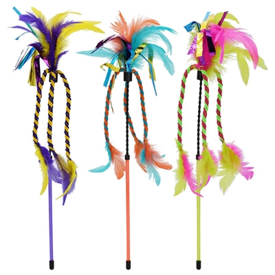 Load image into Gallery viewer, Happy pet tabby patch kattenhengel met lint en veren assorti
