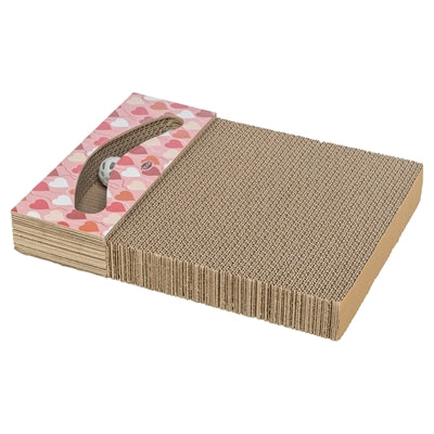 Trixie krabplank hartjes met ballen rechthoekig karton zalm