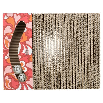 Load image into Gallery viewer, Trixie krabplank hartjes met ballen rechthoekig karton rood
