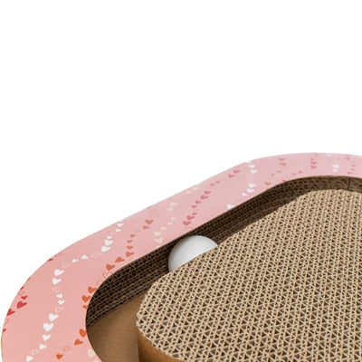 Load image into Gallery viewer, Trixie krabplank hartjes met ballen driehoekig karton zalm
