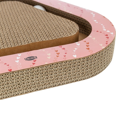 Load image into Gallery viewer, Trixie krabplank hartjes met ballen driehoekig karton zalm
