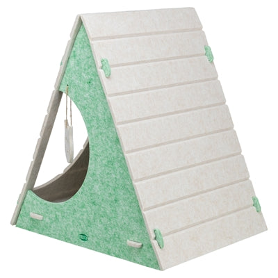 Load image into Gallery viewer, Trixie kattenmand speelbox lucy driehoekig vilt zand groen
