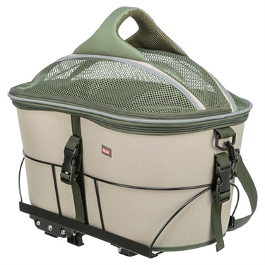 Trixie fietsmand voor bagagedrager polyester olijfgroen beige