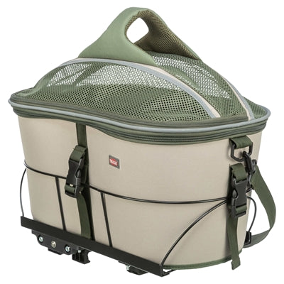 Load image into Gallery viewer, Trixie fietsmand voor bagagedrager polyester olijfgroen beige
