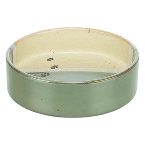 Trixie voerbak drinkbak met pootprint keramiek groen beige