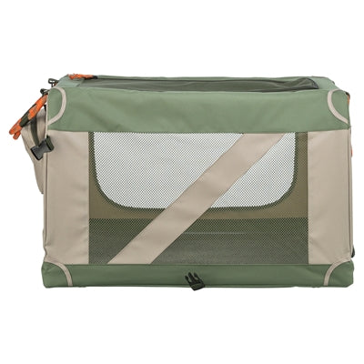 Load image into Gallery viewer, Trixie kennel comfy bench stof reismand olijfgroen beige
