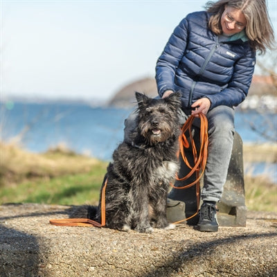 Load image into Gallery viewer, Trixie sleeplijn met rubber bekleed zonder handlus oranje

