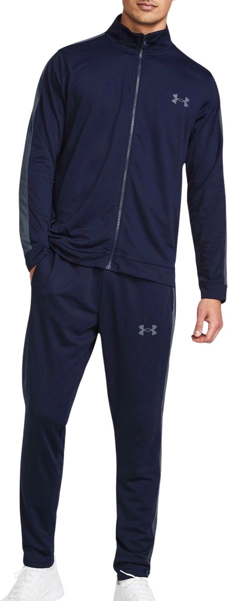Under armour ua rival knit track suit-blu heren trainingspak - midnight navy - grijs