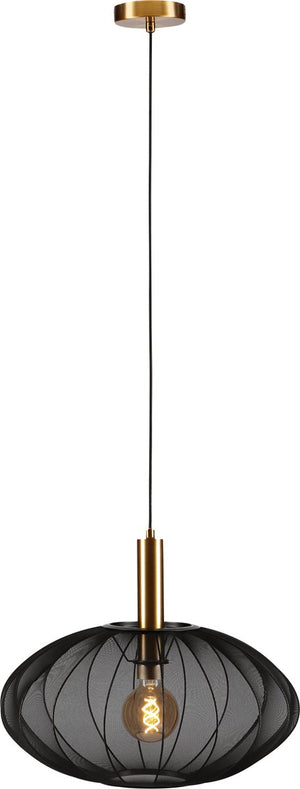 Lucide corina - hanglamp - ø 50 cm - 1xe27 - zwart - japandi