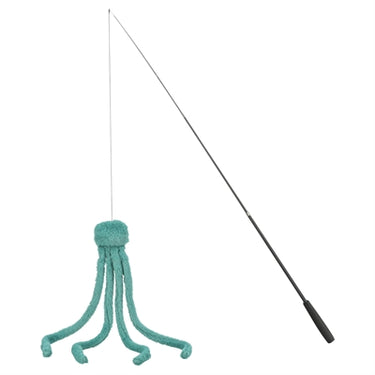 Trixie kattenhengel telescopisch grote katten met pluche octopus groen