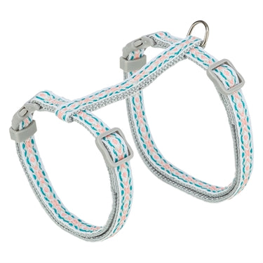 Trixie kattentuigje met riem retro motief grijs blauw