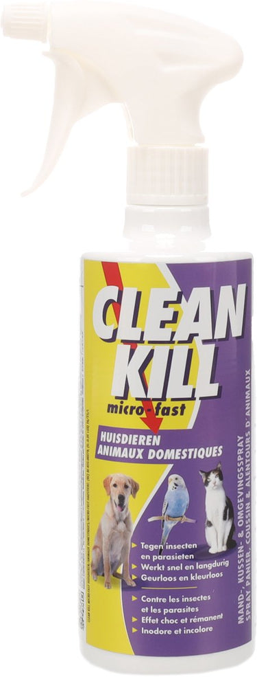 Flamingo vlooienspray – cleankill microfast spray 450ml – anti-parasietenspray – tegen vlooien – teken – luizen en mijten – voor meubels en tapijten – niet voor gebruik op dieren – gemaakt in europa