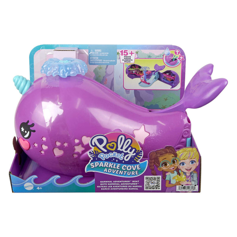 Load image into Gallery viewer, Mattel Polly Pocket Avontuur in de Fonkelgrot Narwalavontuur Boot Speelset
