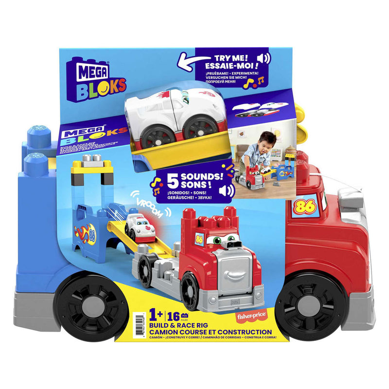 Load image into Gallery viewer, Mattel mega bloks bouw- en racetruck - 16dlg.

