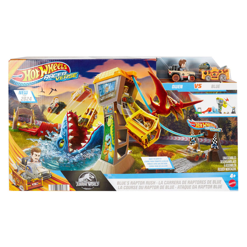 Load image into Gallery viewer, Hot wheels racer verse blue's raptor rush speelset
